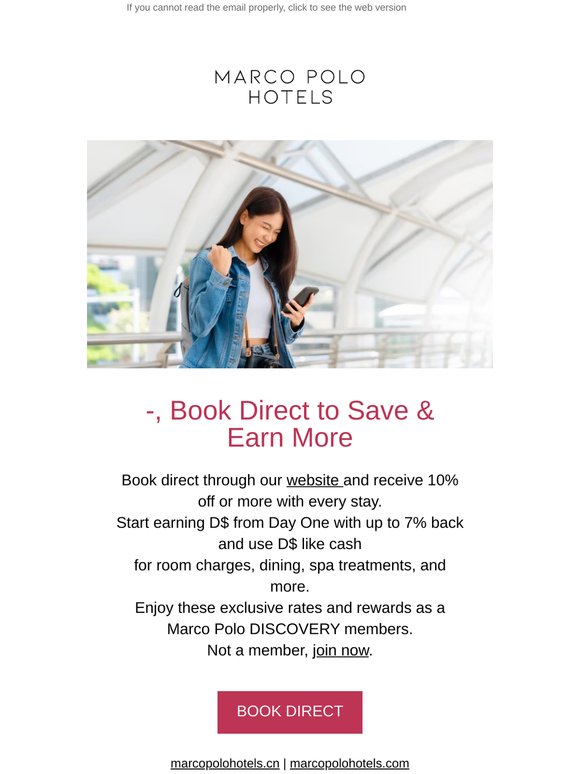 —, Book Direct to Save & Earn More