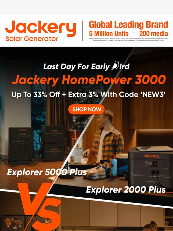 🌟Last Day for Early Bird: Up to 33% Off + Extra 3% on the New HomePower 3000!