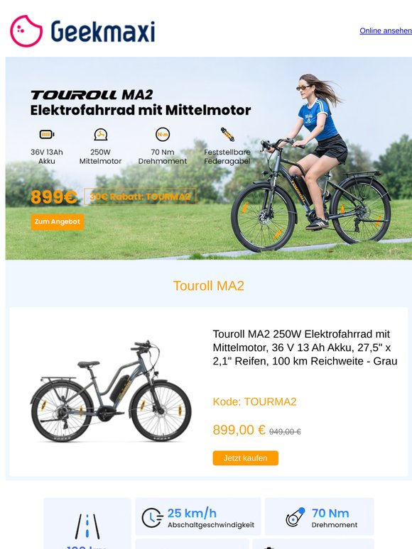 🚴Touroll MA2 ist da! Gesamtvorteil 80€+Gratis-Helm