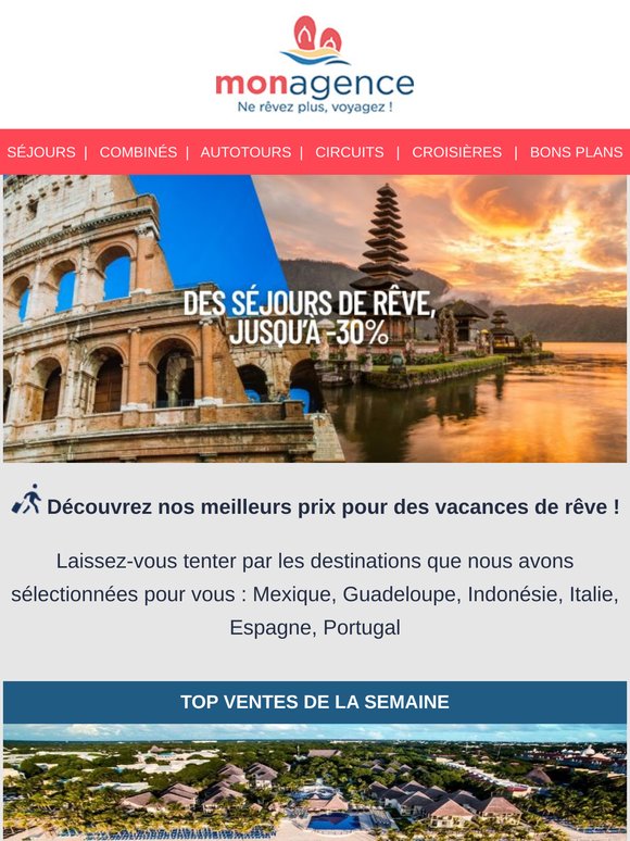 ⛱️ Cet été, des séjours de rêve, jusqu'à moins de 30%