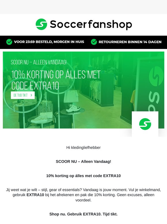 10% korting op álles met code EXTRA10