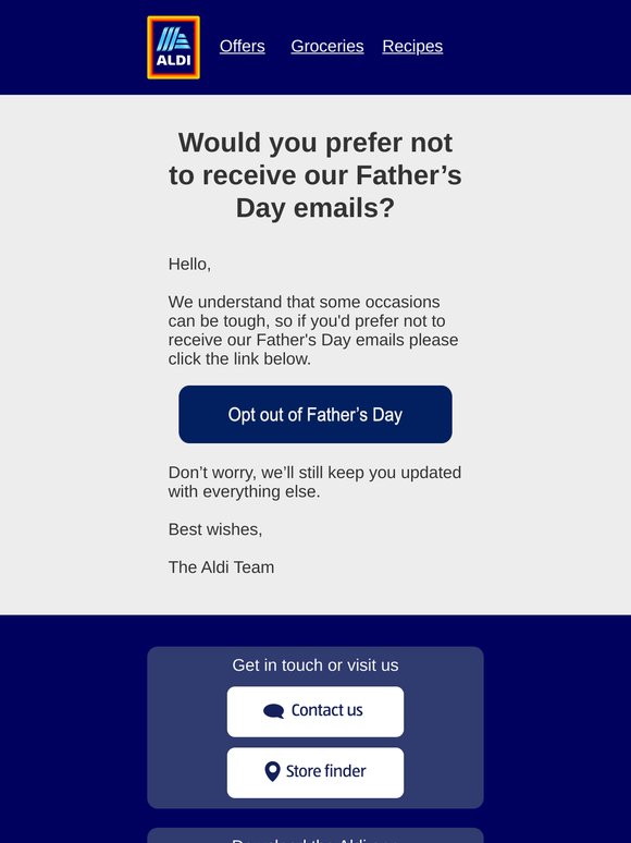 Want to opt out of our Father's Day emails?