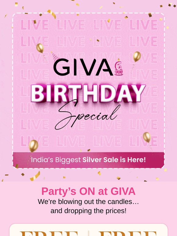 You’re invited to GIVA’s 6th birthday celebration 🎂