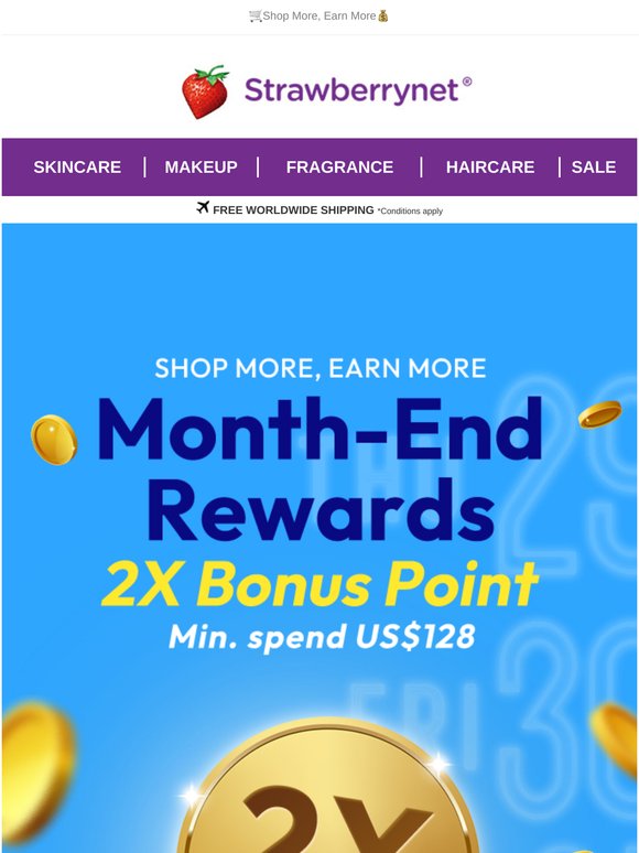 【Month-End Rewards​】2X Bonus Point✌🏻Get!