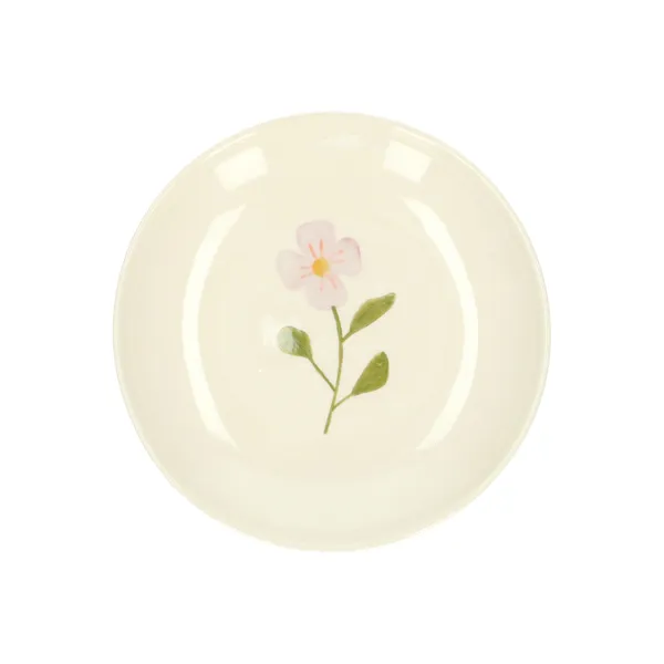 Assiette à dessert/gâteau, grès, fleur rose, Ø 16 cm