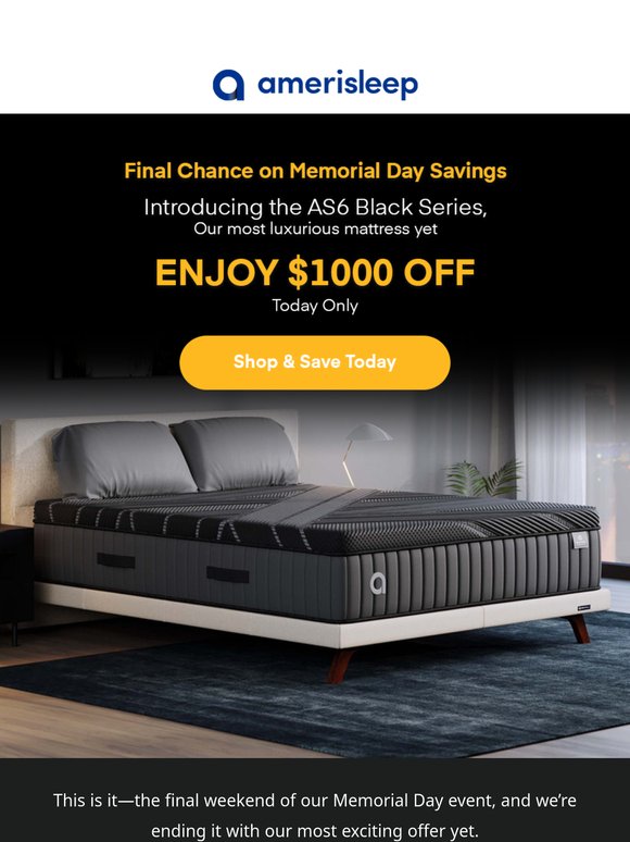 🛏️ Unlock $1000 Off Our AS6 Mattress, Today Only