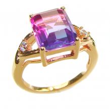 Mesmerizing 4.2 carat Alexandrite 14K Gold over .925   Sterling Silver handmade ring s.  6 1/4