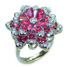 Wild Red Rose Natural 8.5 carat Ruby  .925 Sterling Silver handmade  Statement Ring size 6