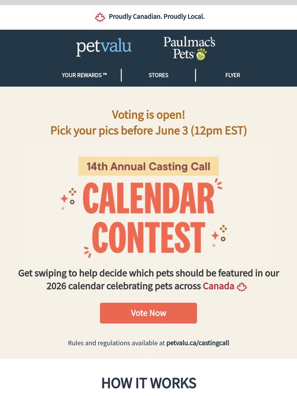 VOTING IS OPEN! Help pick the pets to feature in our 2026 Calendar before June 3, 2025