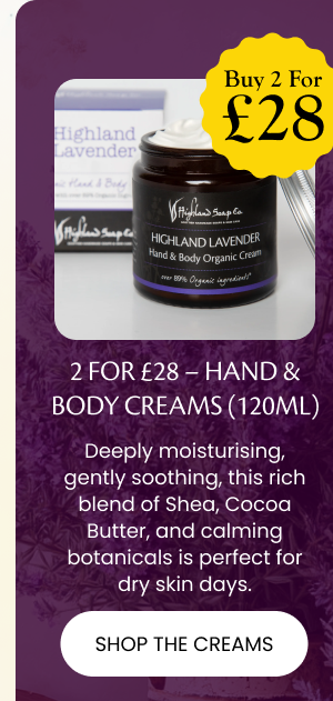 2 for £28 – Hand & Body Creams (120ml) Deeply moisturising, gently soothing, this rich blend of Shea, Cocoa Butter, and calming botanicals is perfect for dry skin days. → CTA: Shop the Creams