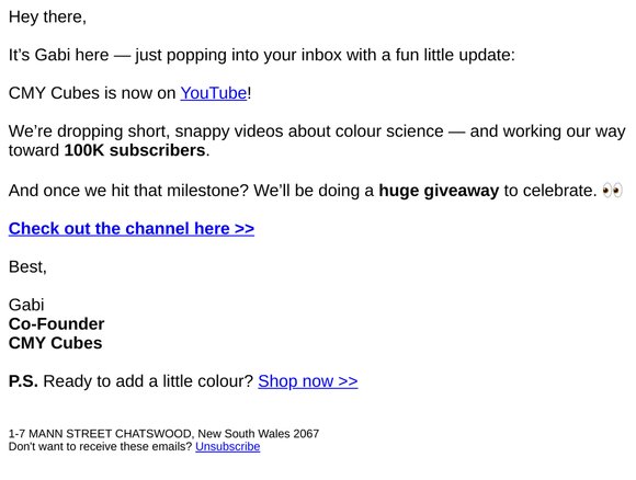 Psst. We're on YouTube!