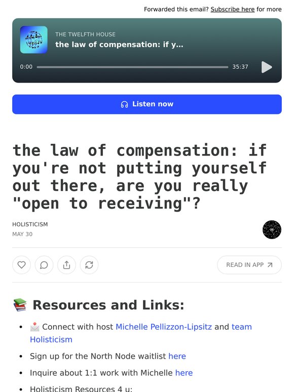 the law of compensation: if you're not putting yourself out there, are you really "open to receiving"?
