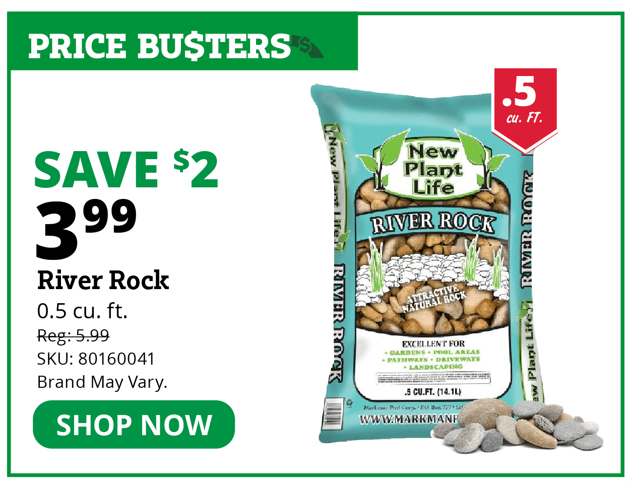 River Rock, 0.5 Cubic Feet - 104