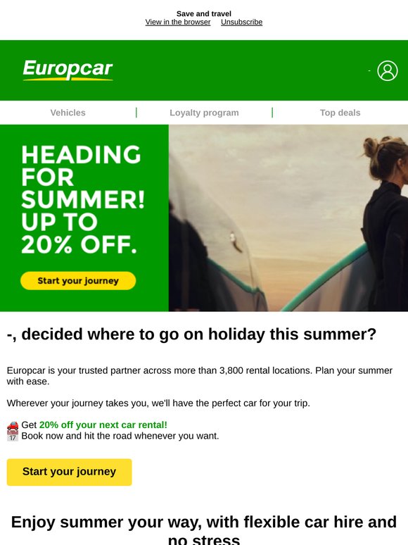 —, save 20% and start your summer adventure