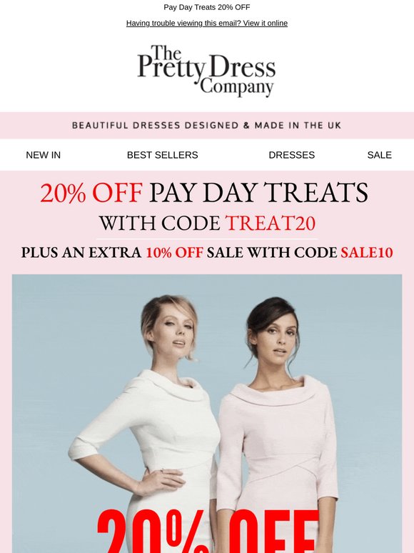 20% Off Pay Day Treats are here, plus an extra 10% Off Sale with code SALE10