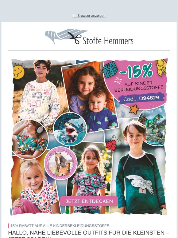 Feiere den internationalen Kindertag – 15% auf Kinderbekleidungsstoffe! 🎉👶