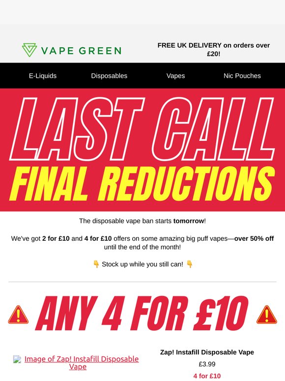 LAST DAY for Disposable Vapes! 🚨