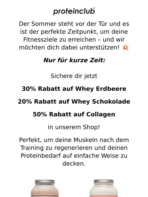 🎉 Dein Rabatt auf Whey Proteine – Jetzt zuschlagen und sparen! 💪