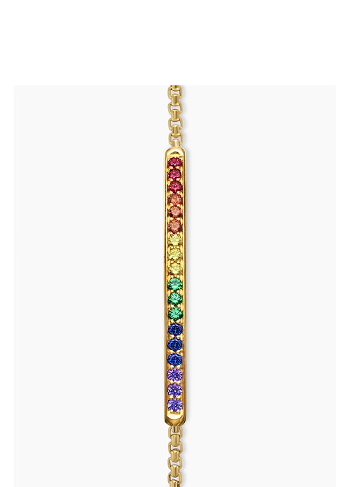Petite Pavé Bar Bracelet 18K Yellow Gold with Rainbow Pavé, 1.7mm