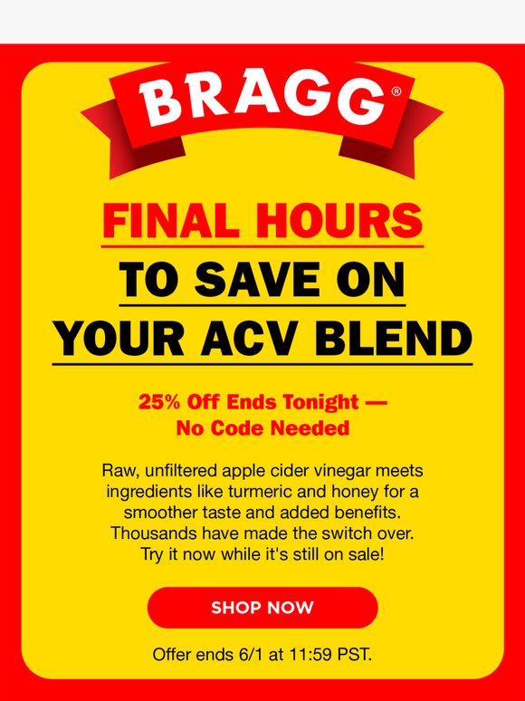 Ends tonight: 25% off ACV Blends 🍎