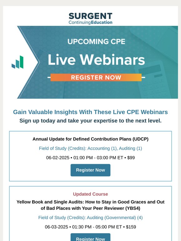 Reserve Your Spot: Live CPE Webinars You Need to See