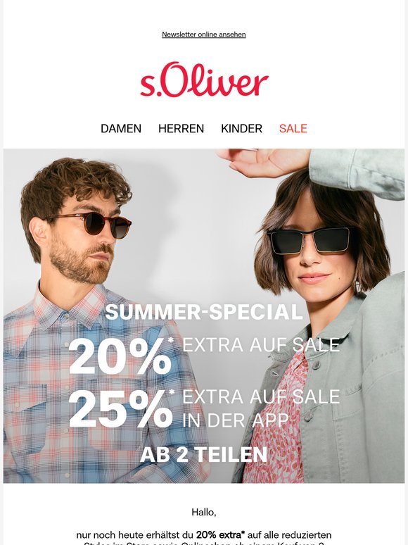 Endet heute: Bis zu 25% extra auf Sale-Styles