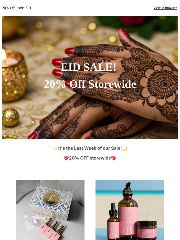 Last Week of our Eid Sale!🌙 20% Off Storewide💚Don't Miss it!