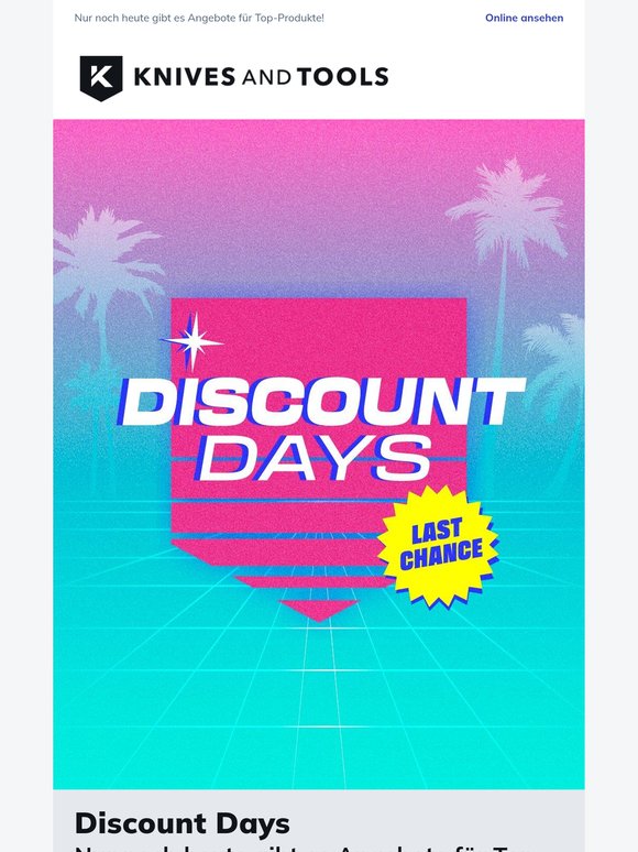 Letzter Tag der Discount Days: schnappe Dir tolle Produkte mit Rabatt