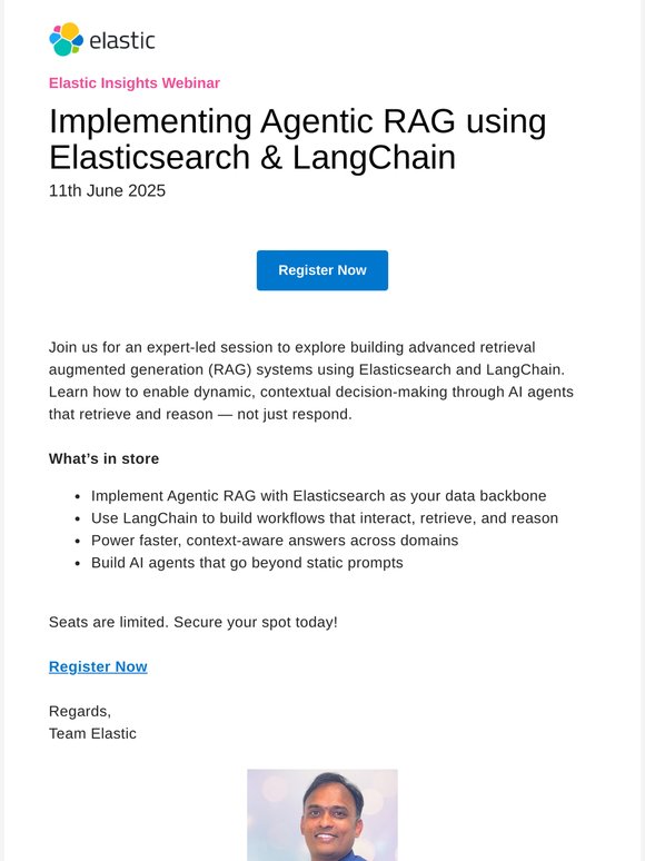 Elastic Insights webinar: Implementing Agentic RAG using Elasticsearch and LangChain