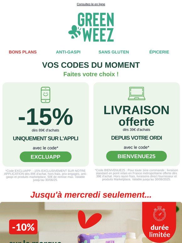 🚨 -10% cumulable avec votre code sur la marque Greenweez