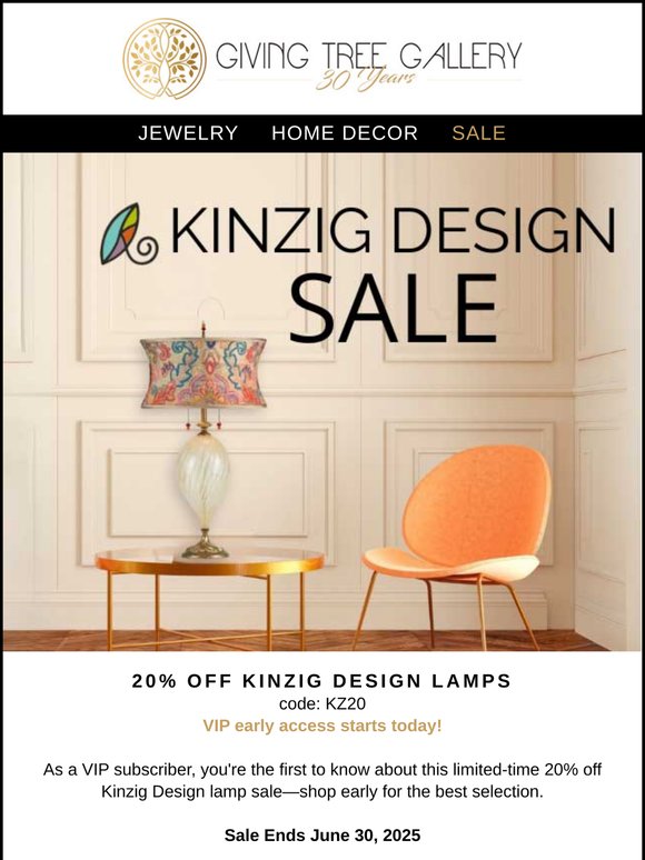 ✨ VIP Exclusive: 20% Off Kinzig Design Lamps Starts Now!