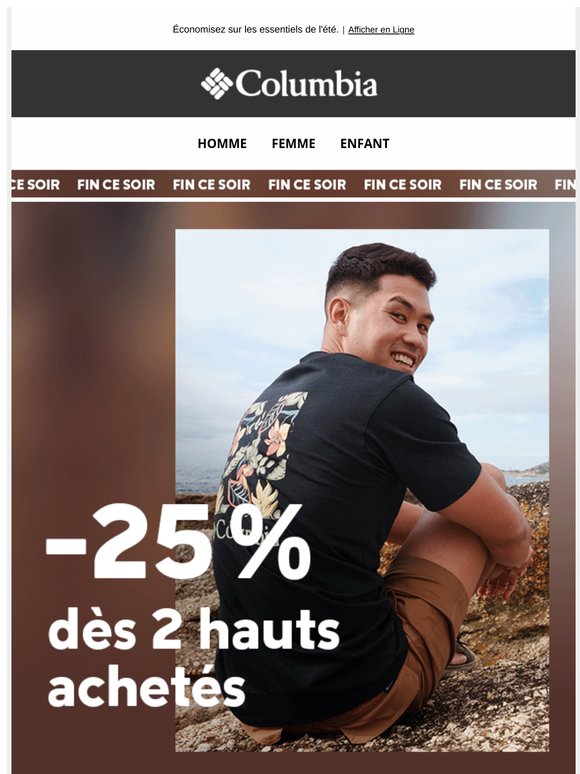 Fin de l'offre ce soir : -25 % sur 2 hauts achetés !