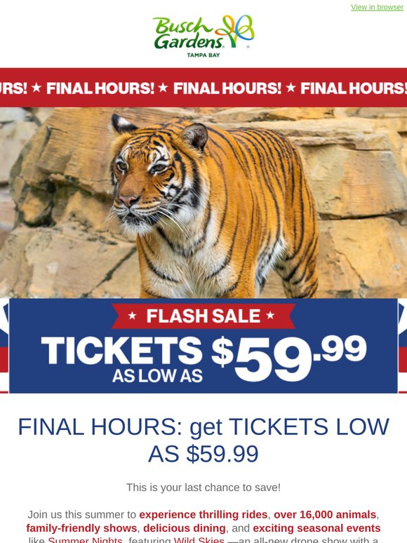 ⏰ FINAL HOURS: Get Tickets for as Low as $59.99! ⏰