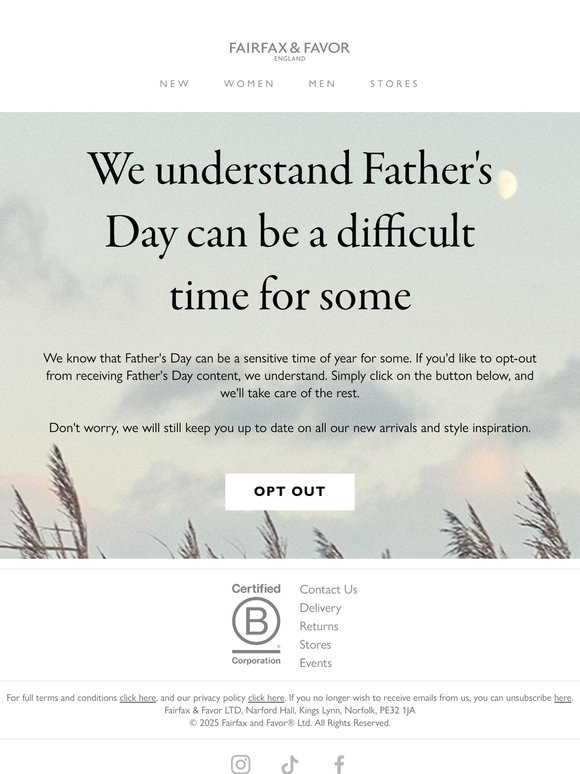Prefer Not To Receive Father's Day Emails?
