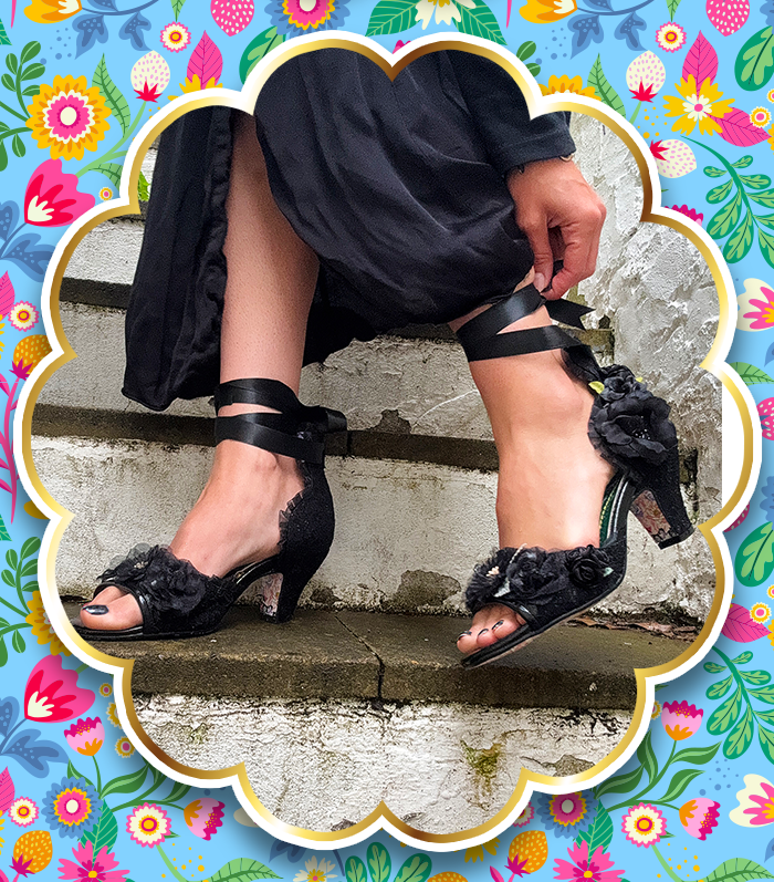 Irregular Choice 'By Any Other Name' floral black heels