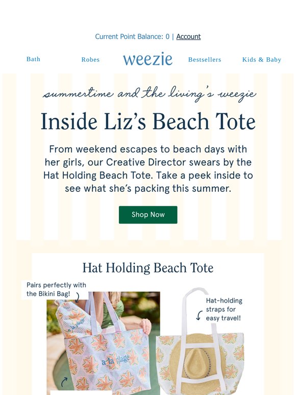 Inside Liz’s Beach Tote 👀
