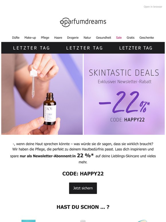 Löse noch schnell deinen 22 % Newsletter-Vorteil ein!