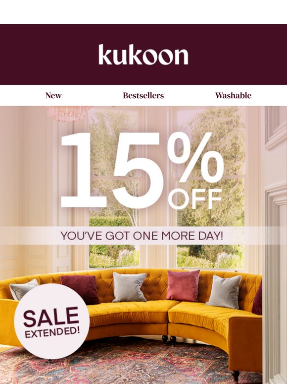 One More Day! 15% Off ALL Rugs