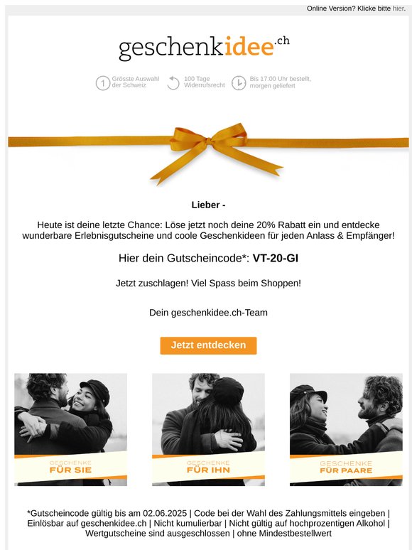 20% Rabatt nur noch heute!