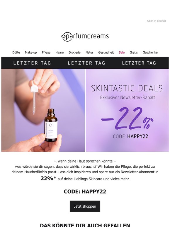 Löse noch schnell deinen 22% Newsletter-Vorteil ein!