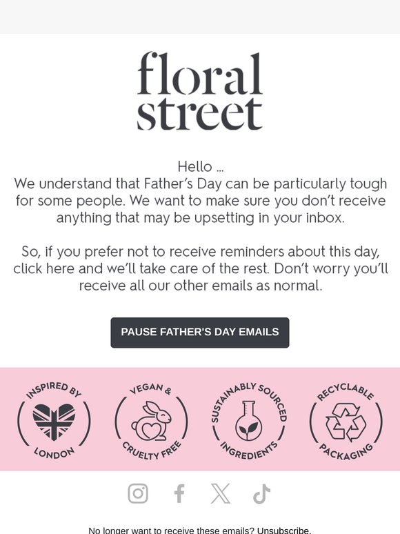 Don't want to receive Father's Day emails?