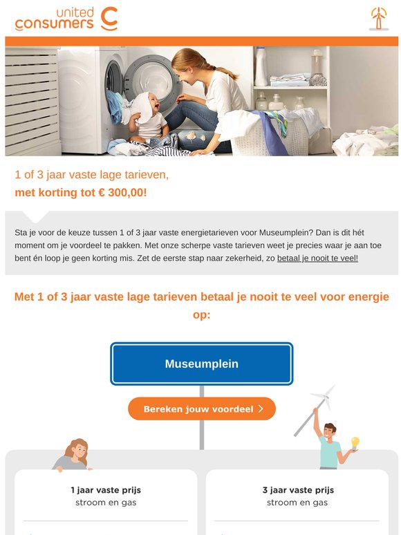 Ga jij voor 1 of 3 jaar vaste lage energietarieven op Museumplein? Laat geen korting liggen en bespaar tot E 300,00!