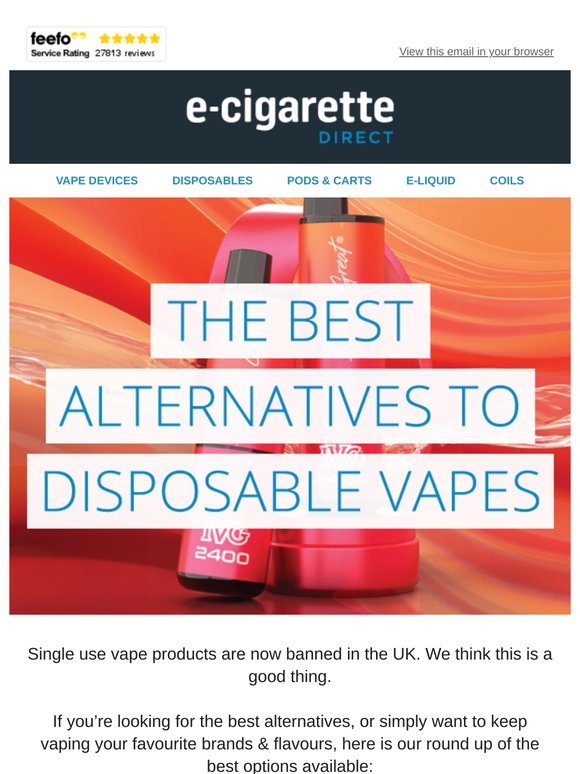 ECigarettedirect: The Best Disposable Vape Alternatives | Milled