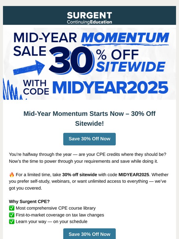 Keep your CPE goals on track – 30% off starts now