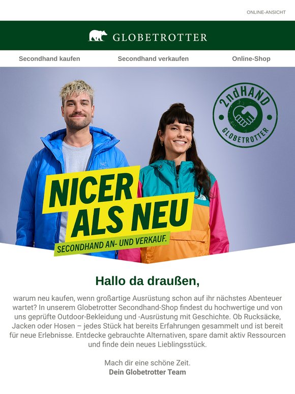 Nicer als neu: Entdecke Secondhand bei Globetrotter ♻️🏕️