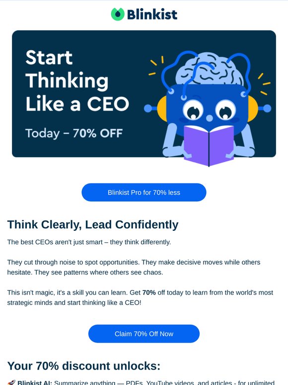 💡 Save 70% Today and Learn How to Think Like a CEO