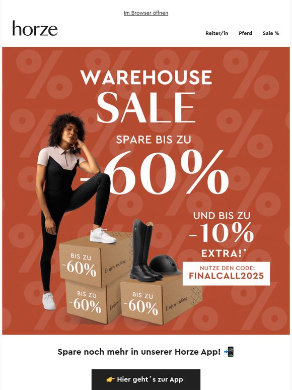 📢 Countdown Warehouse Sale! Bis zu -60 % + 10 % EXTRA! ⏰