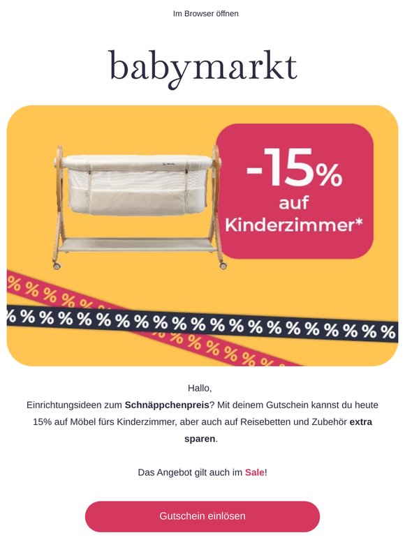 -15% Rabatt auf Hochstühle, Betten & Co.
