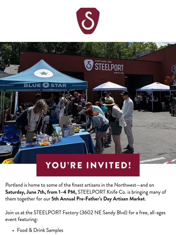 This Saturday - STEELPORT’s 5th Annual Pre-Father’s Day Artisan Market