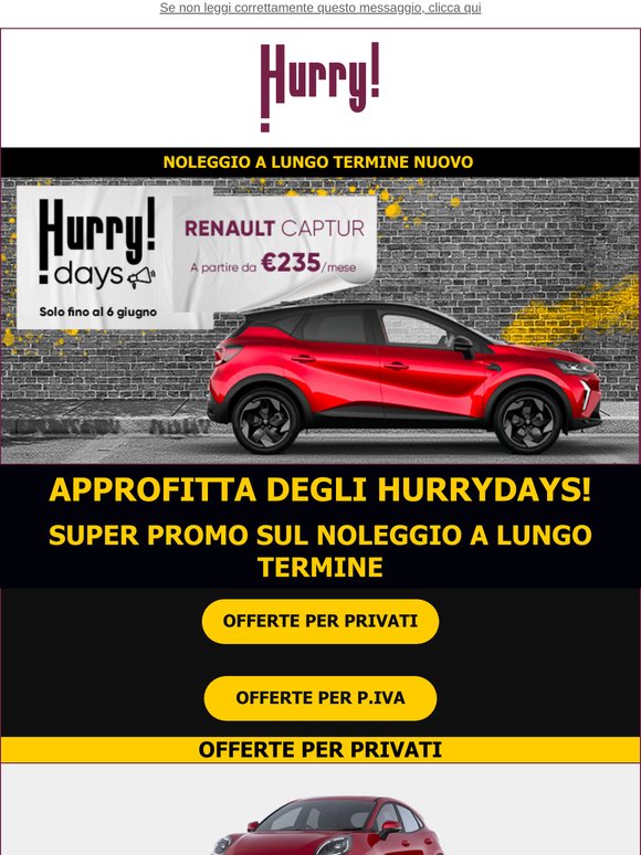 🔊HURRYDAYS! = Auto a PREZZI SUPER SCONTATI solo fino al 06 giugno🚘